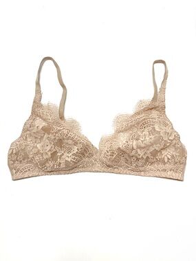Victoria’s Secret Nude Floral Lace Bralette Ethereal Fairy whimsy VS Size L